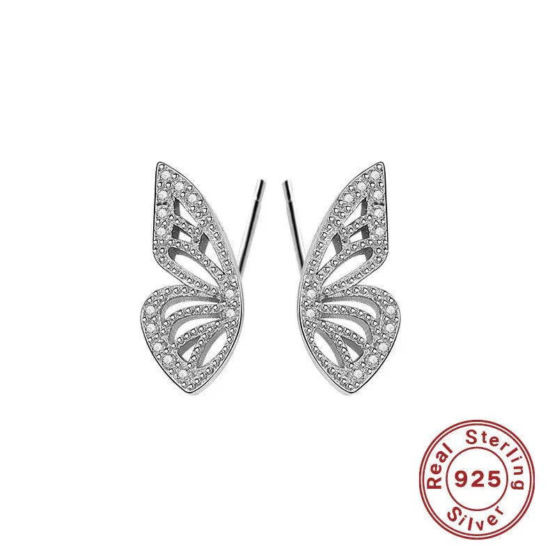 Fairy Style Butterfly Metal Plating Hollow Out Inlay Artificial Diamond 18k Gold Plated Silver Plated Women'S Ear Studs