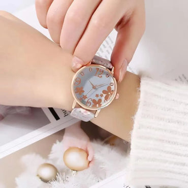 Fairy Style Elegant Flower Petal Needle Quartz Women'S Watches