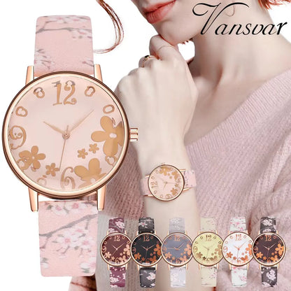 Fairy Style Elegant Flower Petal Needle Quartz Women'S Watches