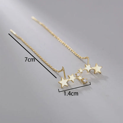 Exquisite Romantic Stars Fringed Zircon Hanging Earrings Micro-inlaid Star Zircon Earrings Eardrop Hanging Earrings Female 2