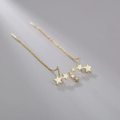 Exquisite Romantic Stars Fringed Zircon Hanging Earrings Micro-inlaid Star Zircon Earrings Eardrop Hanging Earrings Female 2