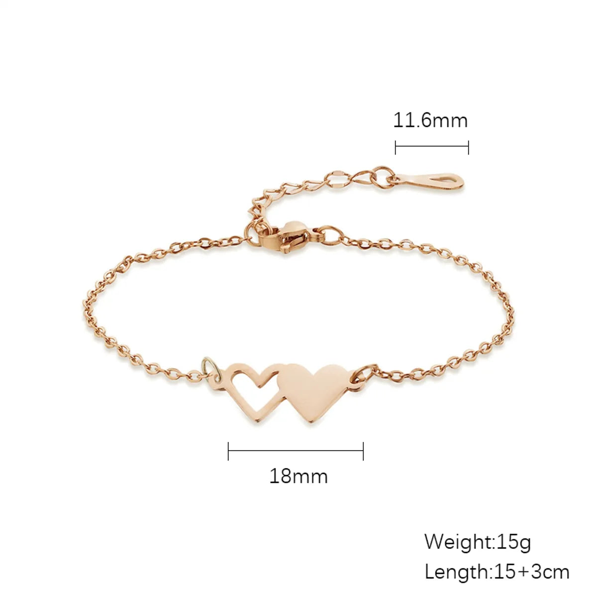 Fairy Style Heart Shape Stainless Steel Gold Plated Bracelets In Bulk