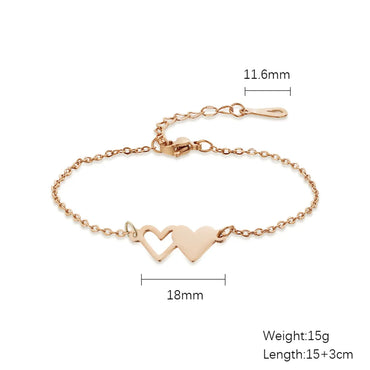 Fairy Style Heart Shape Stainless Steel Gold Plated Bracelets In Bulk