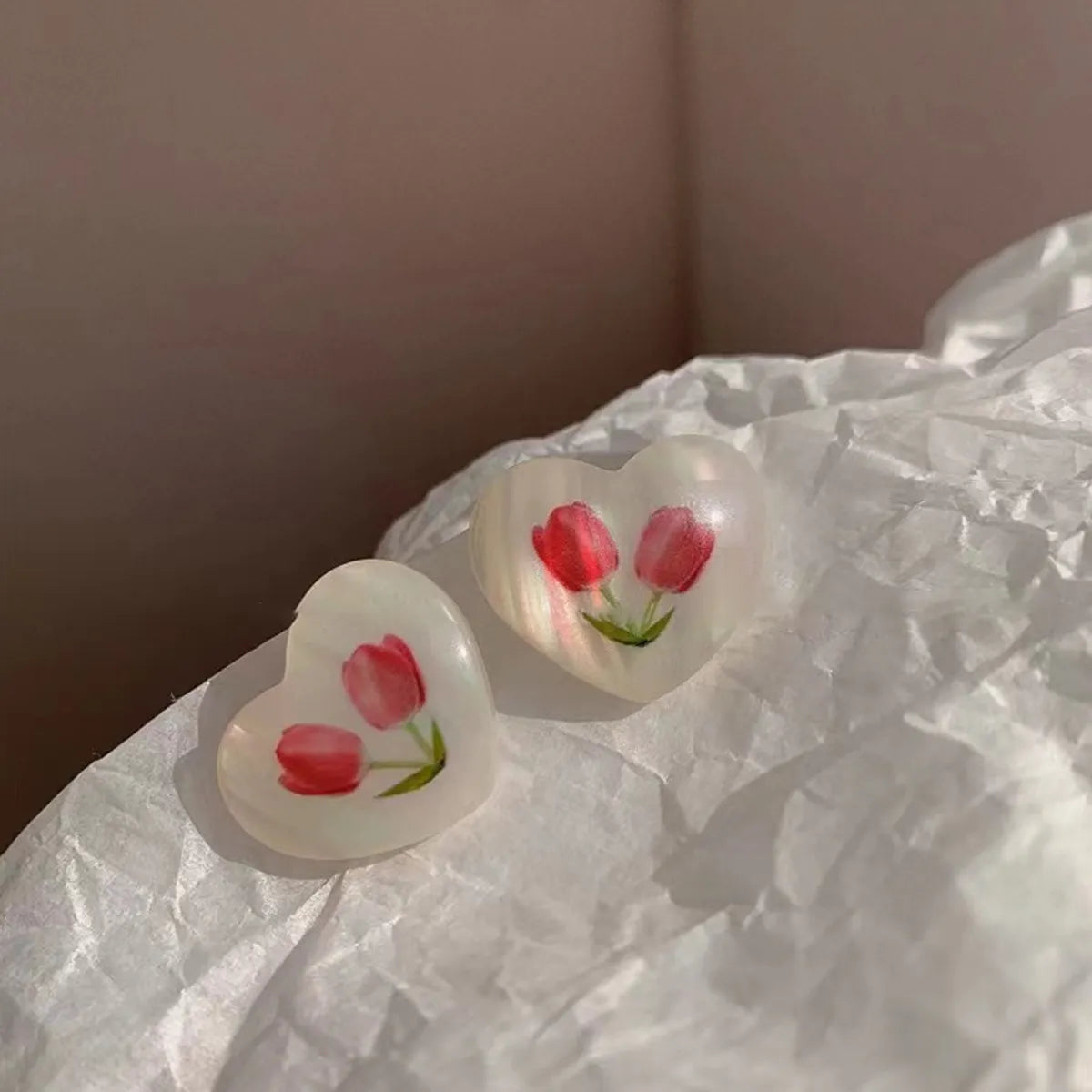 Fairy Style Pastoral Heart Shape Flower Alloy Women's Ear Studs