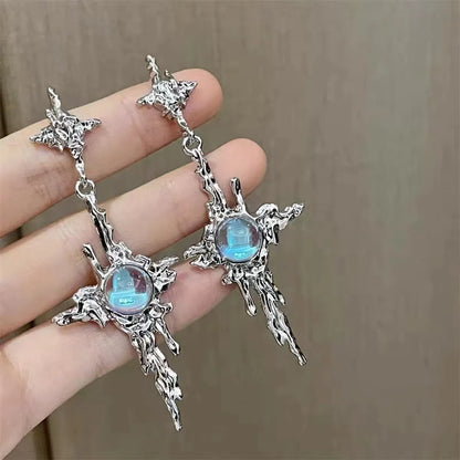 Fairy Style Simple Style Irregular Star Alloy Plating Inlay Moonstone Women'S Drop Earrings