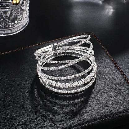 Fairy Style Solid Color Rhinestone Plating Women's Cuff Bracelets