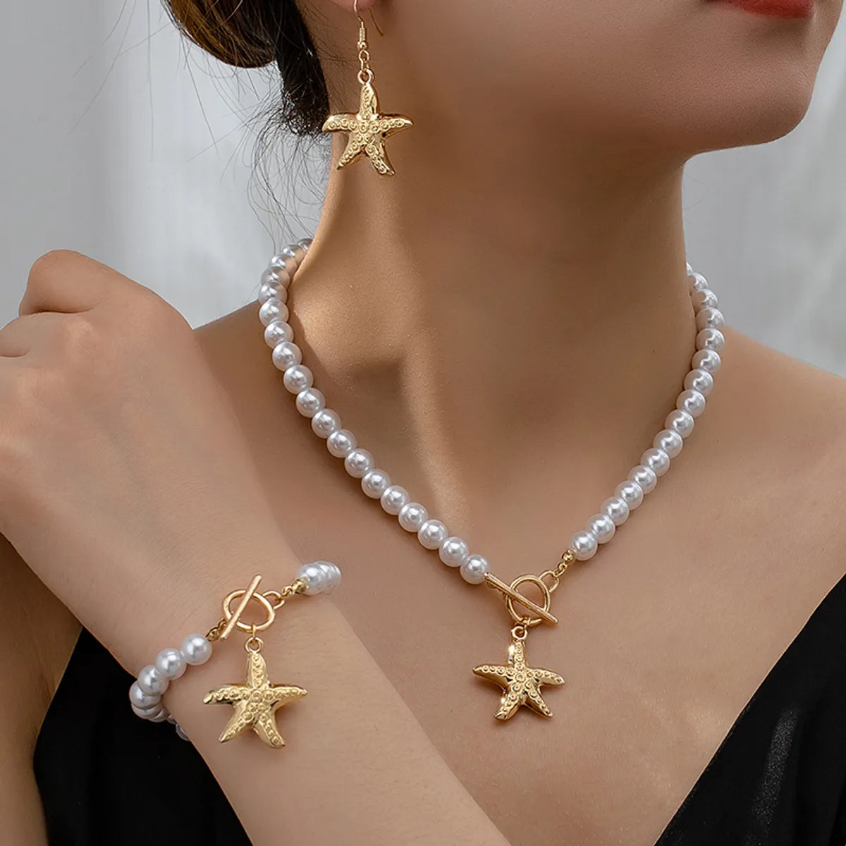 Fairy Style Vacation Marine Style Starfish Zinc Alloy Women'S Jewelry Set