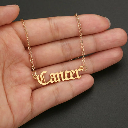 Fairy Style Elegant Princess Letter Constellation Stainless Steel Polishing Plating Titanium Steel Gold Plated Necklace