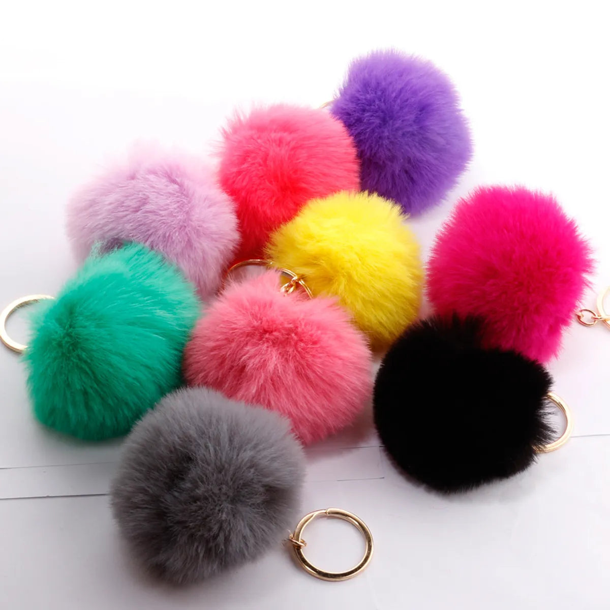 Fashion 7cm Imitation Rex Rabbit Fur Small Ball Keychain Wholesale