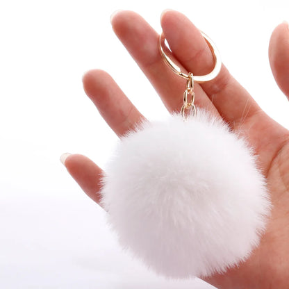 Fashion 7cm Imitation Rex Rabbit Fur Small Ball Keychain Wholesale