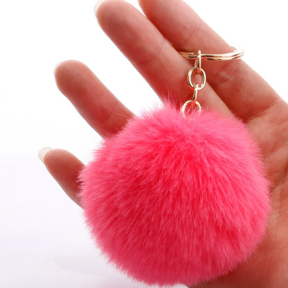 Fashion 7cm Imitation Rex Rabbit Fur Small Ball Keychain Wholesale