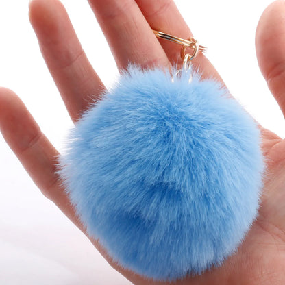 Fashion 7cm Imitation Rex Rabbit Fur Small Ball Keychain Wholesale