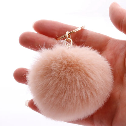 Fashion 7cm Imitation Rex Rabbit Fur Small Ball Keychain Wholesale