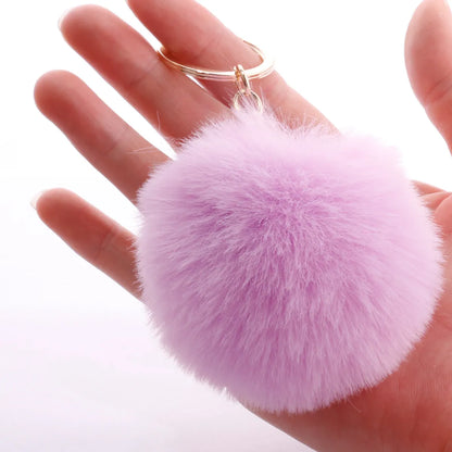 Fashion 7cm Imitation Rex Rabbit Fur Small Ball Keychain Wholesale