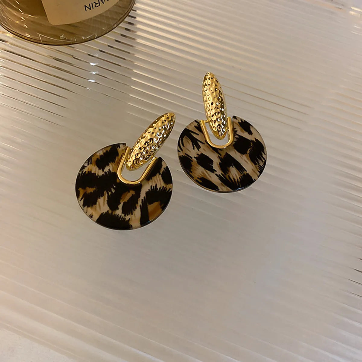 Fashion Acrylic Leopard Print Geometric Circle Simple Alloy Drop Earrings