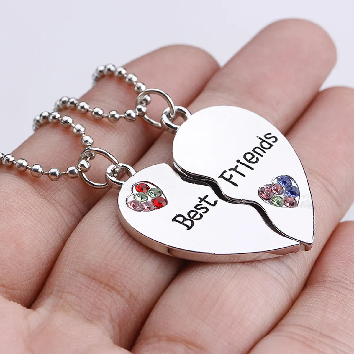 Fashion All-match Hot-selling Best Friends Diamond Stitching Letter Love-shaped Alloy Necklace