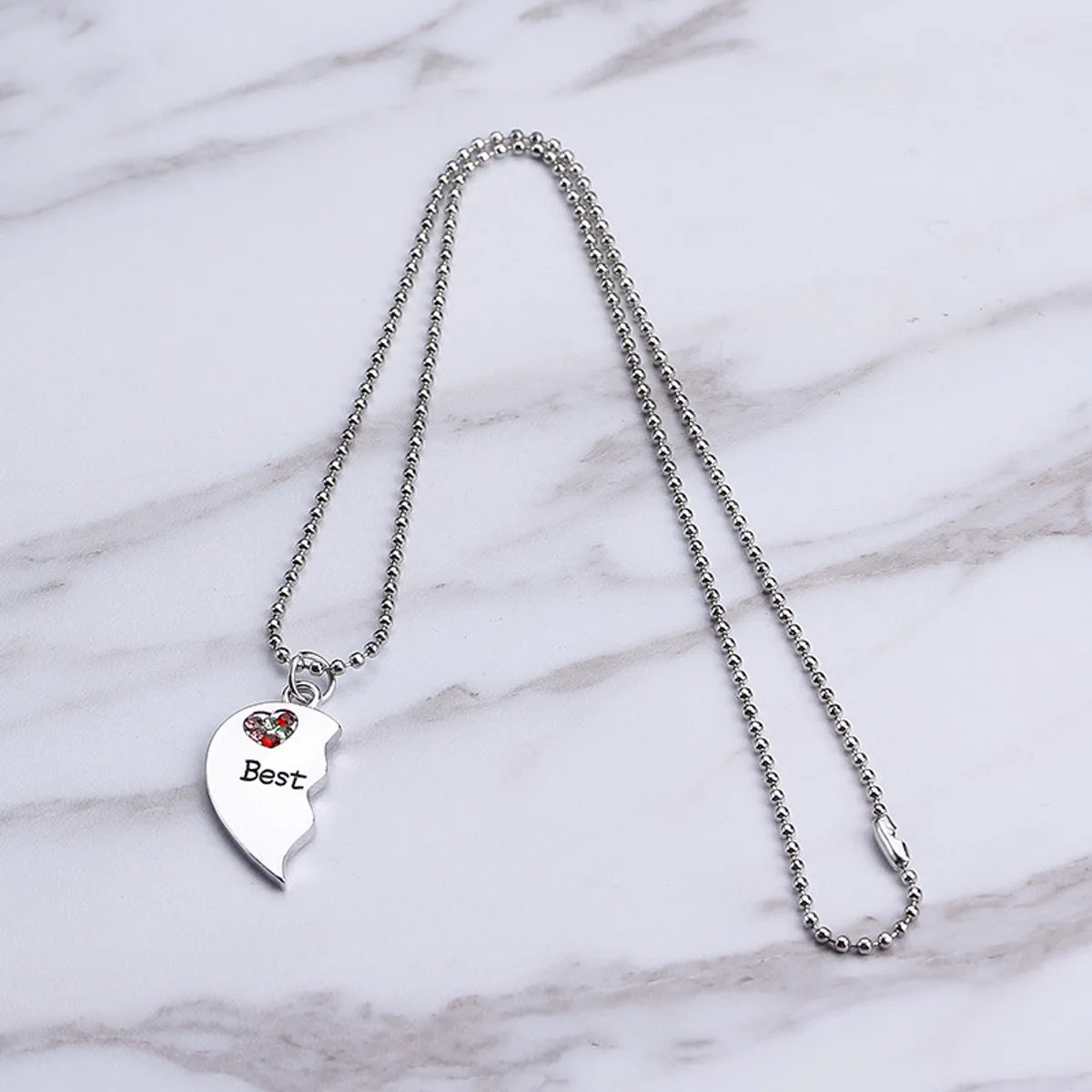 Fashion All-match Hot-selling Best Friends Diamond Stitching Letter Love-shaped Alloy Necklace