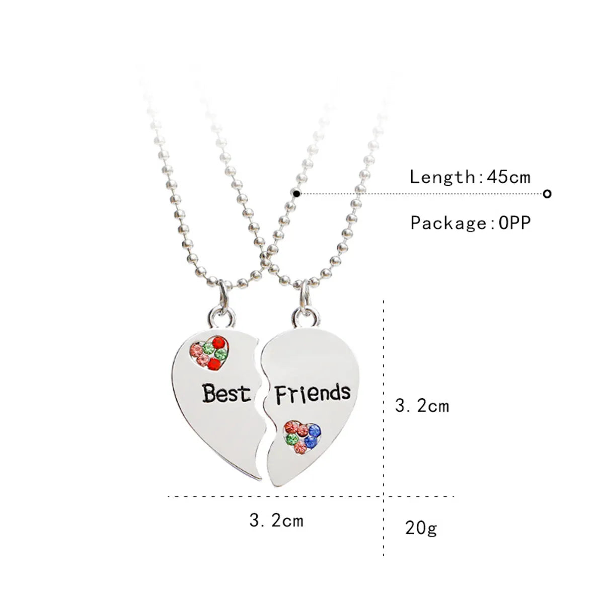 Fashion All-match Hot-selling Best Friends Diamond Stitching Letter Love-shaped Alloy Necklace