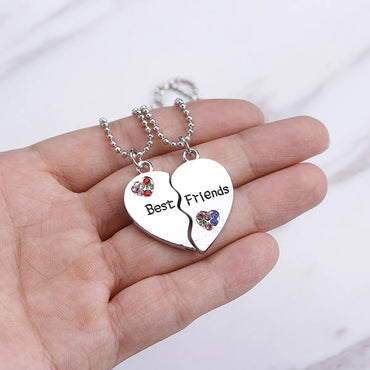 Fashion All-match Hot-selling Best Friends Diamond Stitching Letter Love-shaped Alloy Necklace