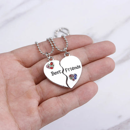 Fashion All-match Hot-selling Best Friends Diamond Stitching Letter Love-shaped Alloy Necklace