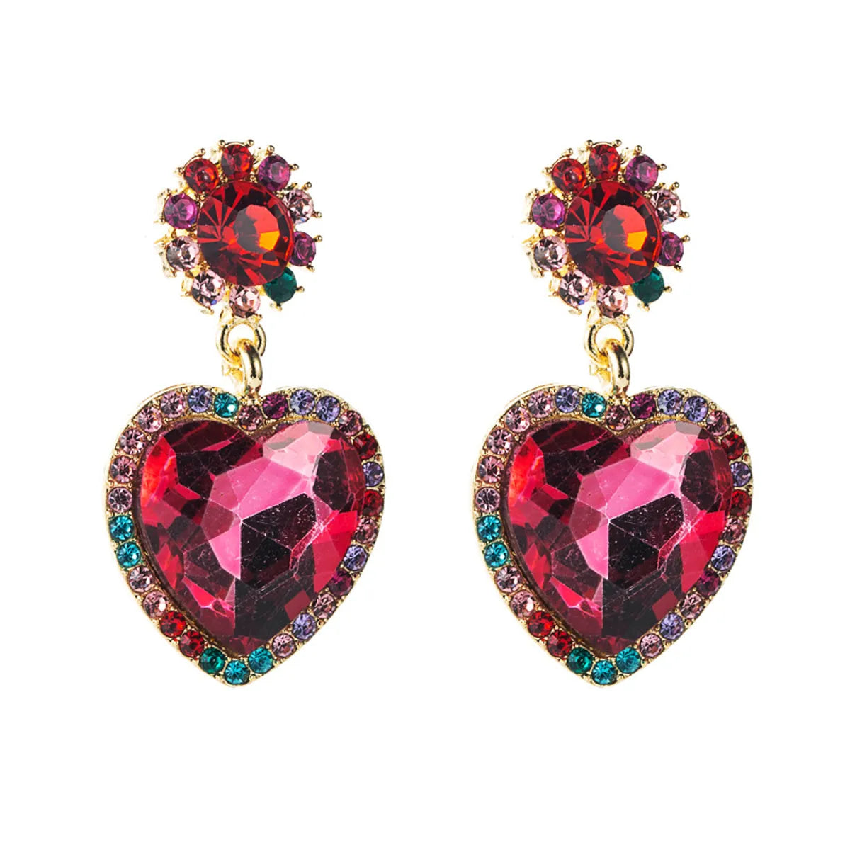 Fashion Alloy Color Rhinestone Heart Earrings Wholesale Gooddiy