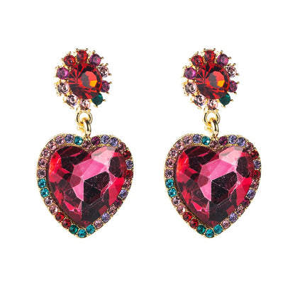 Fashion Alloy Color Rhinestone Heart Earrings Wholesale Gooddiy