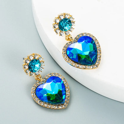 Fashion Alloy Color Rhinestone Heart Earrings Wholesale Gooddiy