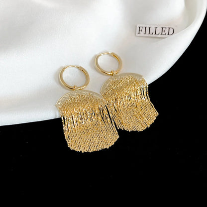 Fashion Alloy Diamond-Studded Geometric Earrings Long Tassel Flower Earrings