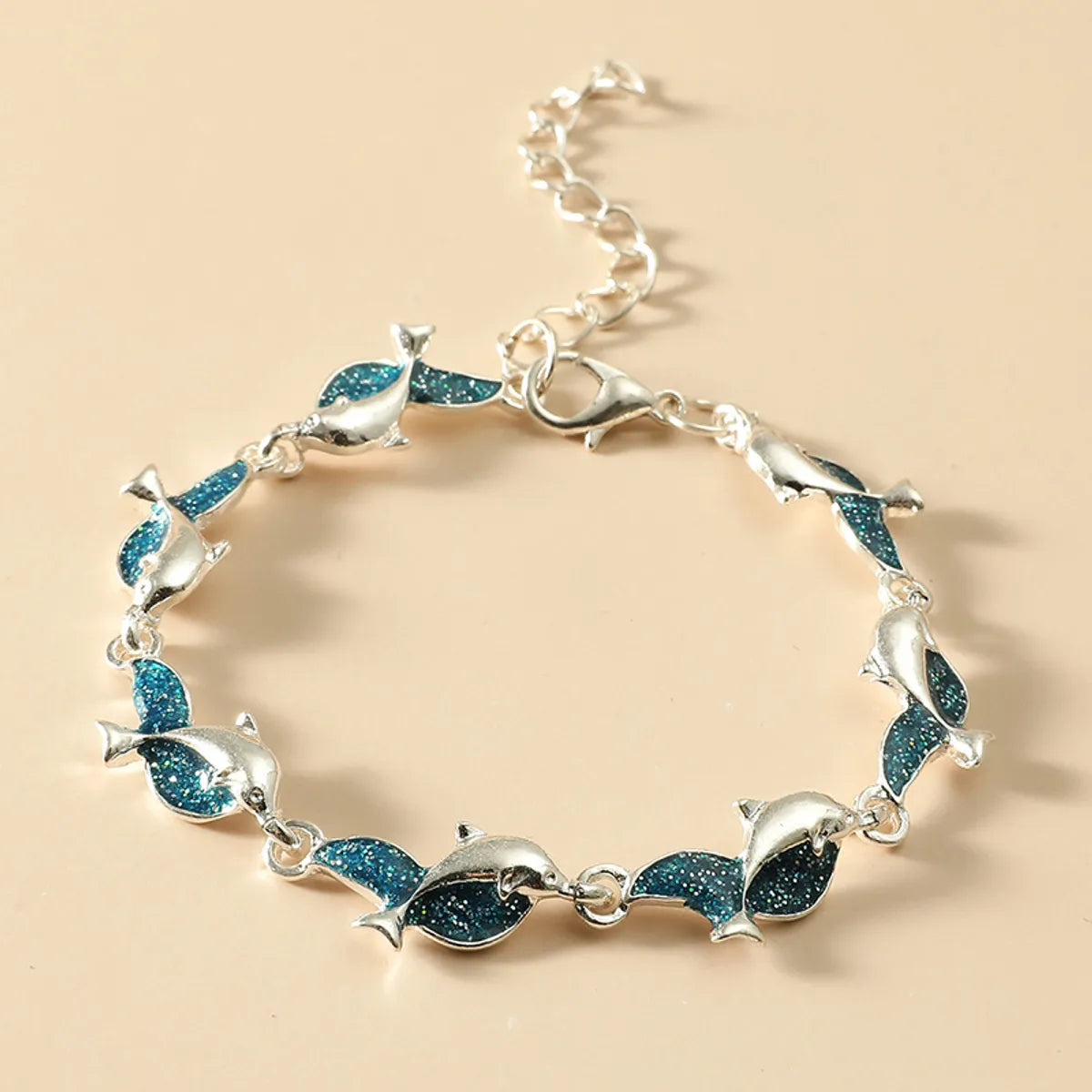 Fashion Alloy Dripping Shiny Marine Animal Cute Dolphin Bracelet