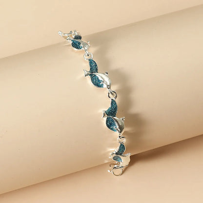 Fashion Alloy Dripping Shiny Marine Animal Cute Dolphin Bracelet