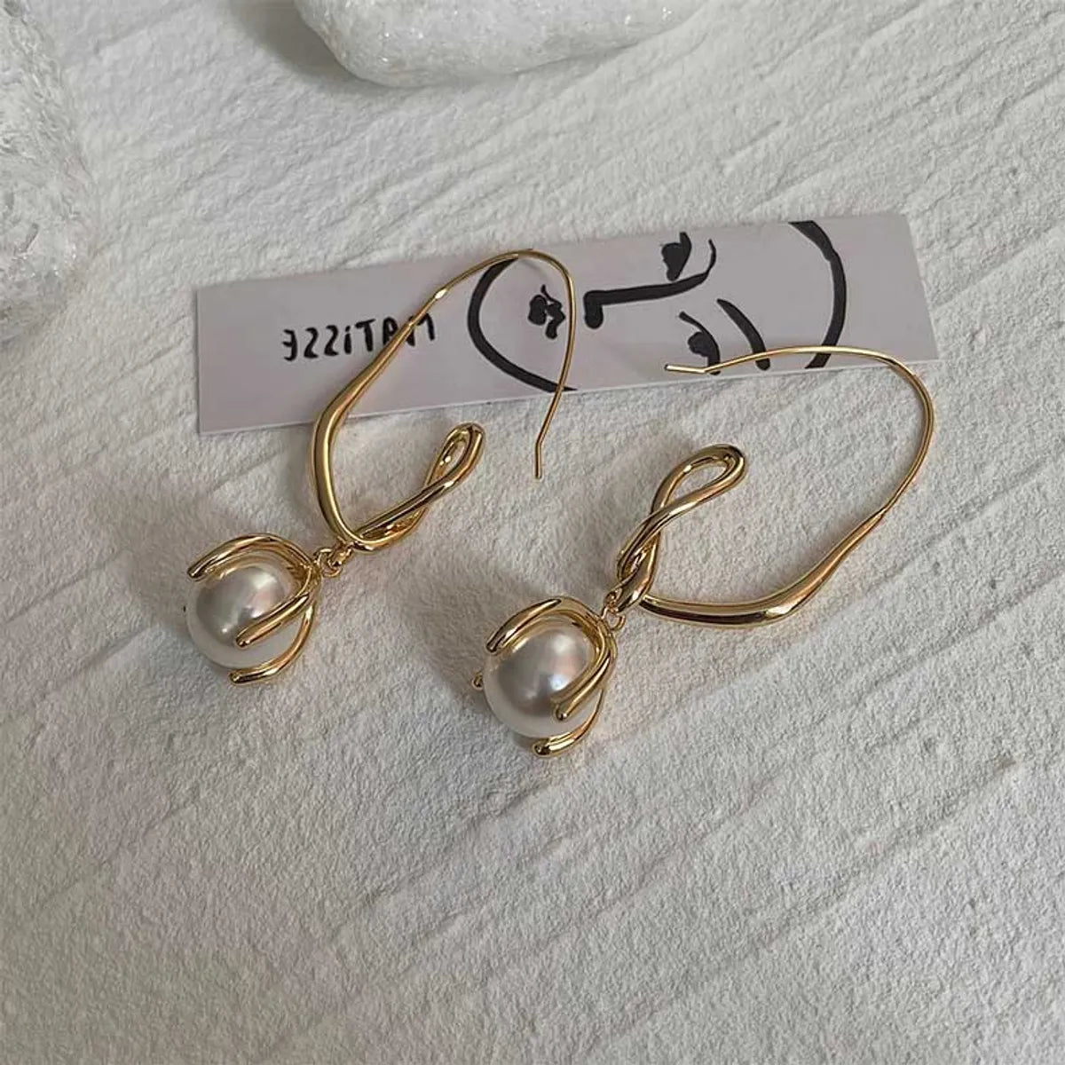 Fashion Alloy Geometric Pattern Earrings Daily Plating Pearl Drop Earrings As Picture