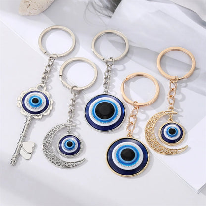 Fashion Alloy Inlaid Eye Shaped Keychain Gold Plated Bag Pendant Accessories