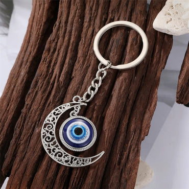 Fashion Alloy Inlaid Eye Shaped Keychain Gold Plated Bag Pendant Accessories