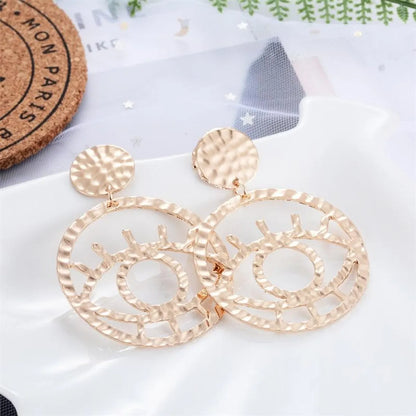 Fashion Alloy Openwork Contour Eye Earrings Nhdp150521