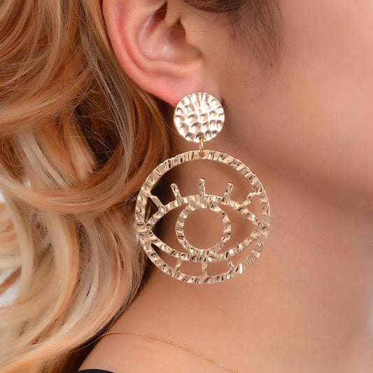 Fashion Alloy Openwork Contour Eye Earrings Nhdp150521