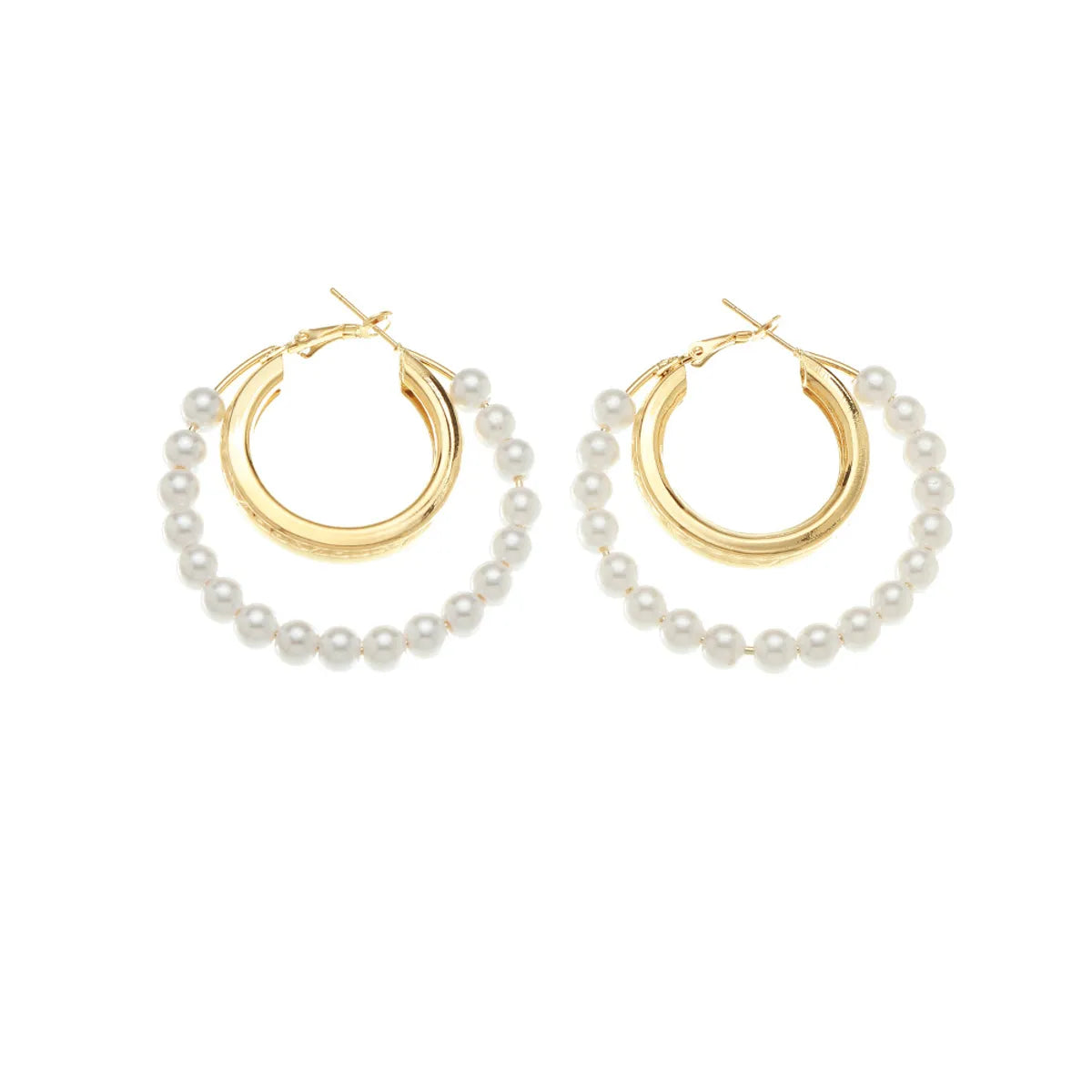 Fashion Alloy Pearl Circle Earrings Simple Sweet Women's Jewelry