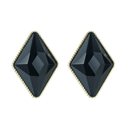 Fashion Alloy Resin Rhombus Geometric Earrings Female Black Simple Korean Earrings