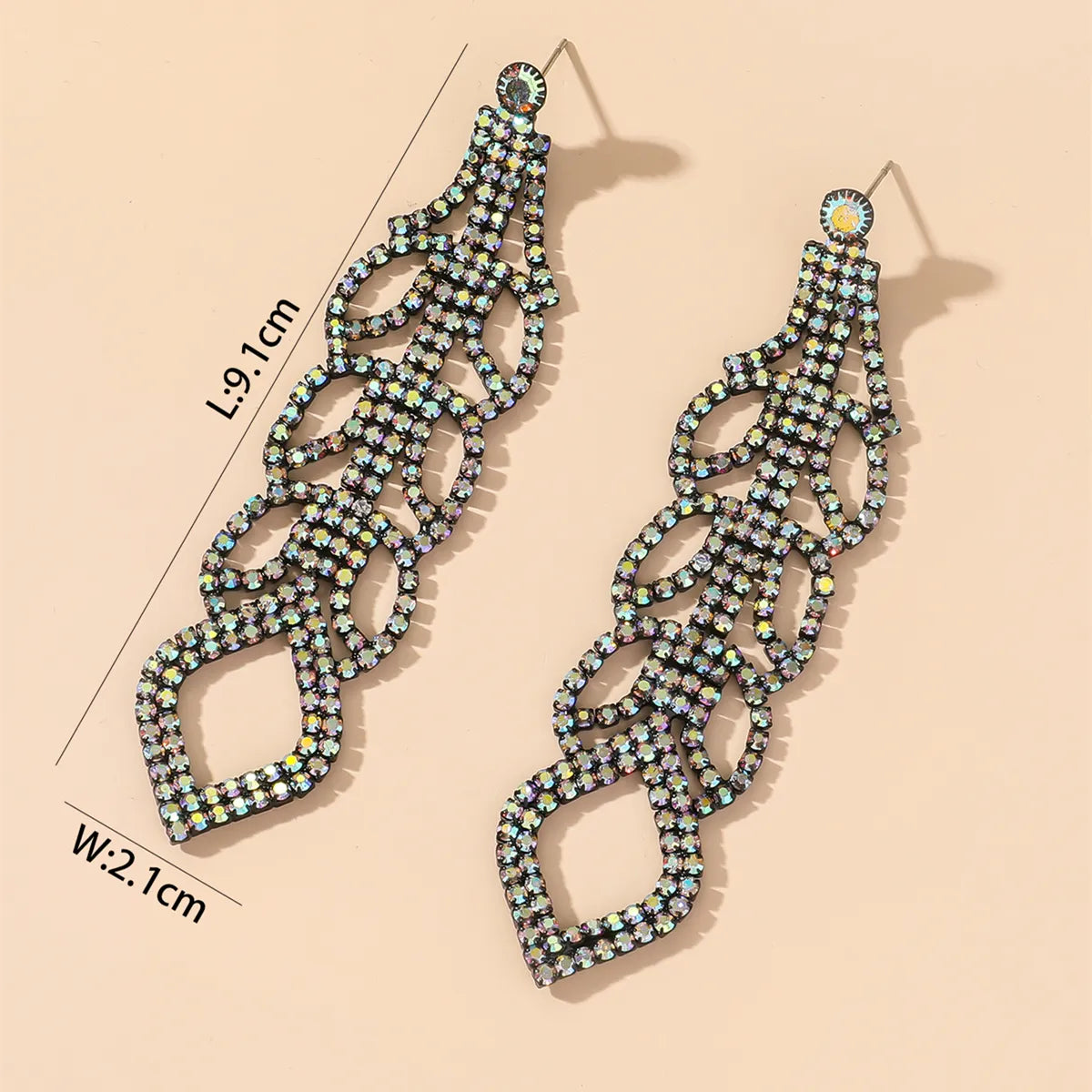 Fashion Alloy Rhinestone Gradient Color Earrings Daily Unset Drop Earrings