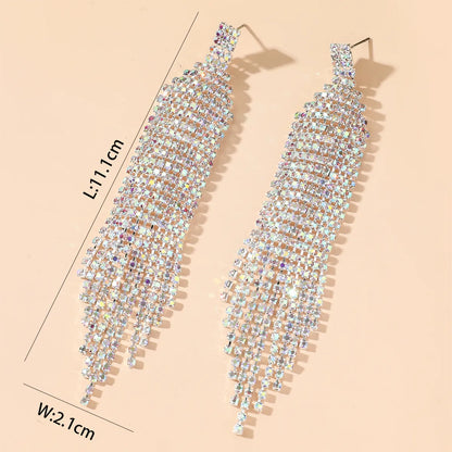 Fashion Alloy Rhinestone Gradient Color Earrings Daily Unset Drop Earrings