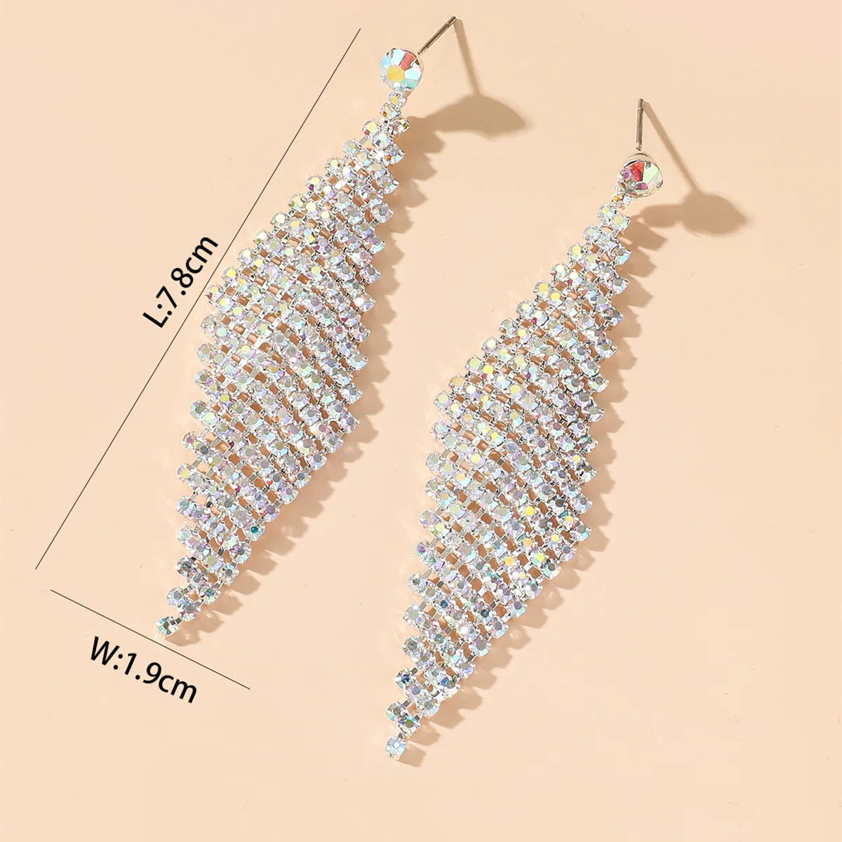 Fashion Alloy Rhinestone Gradient Color Earrings Daily Unset Drop Earrings