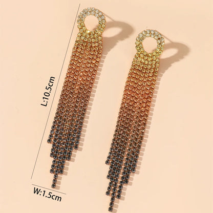 Fashion Alloy Rhinestone Gradient Color Earrings Daily Unset Drop Earrings