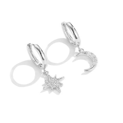 Fashion Alloy Star Moon Earrings Daily Plating Rhinestone Drop Earrings 1 Set