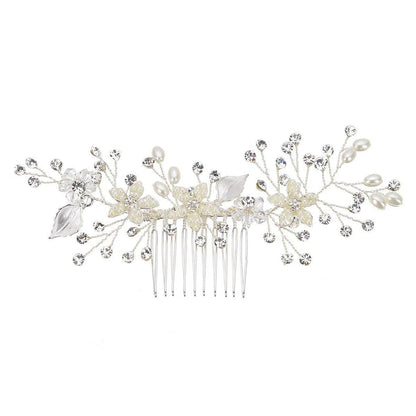 Fashion Alloy White Leaf Pearl Inlaid Diamond Hairpin