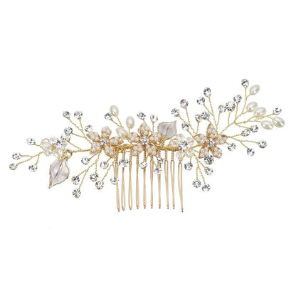 Fashion Alloy White Leaf Pearl Inlaid Diamond Hairpin