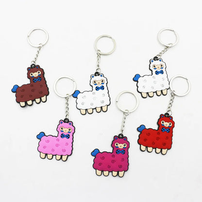 Fashion Alpaca Pvc Metal Epoxy Bag Pendant Keychain