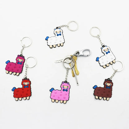 Fashion Alpaca Pvc Metal Epoxy Bag Pendant Keychain