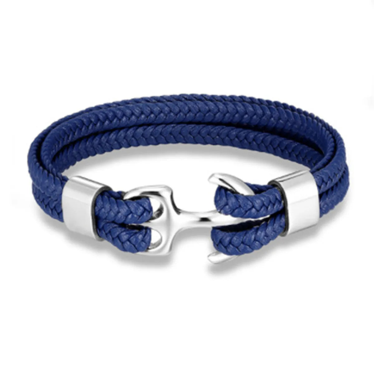 Fashion Anchor Stainless Steel Leather Braid Unisex Bracelets