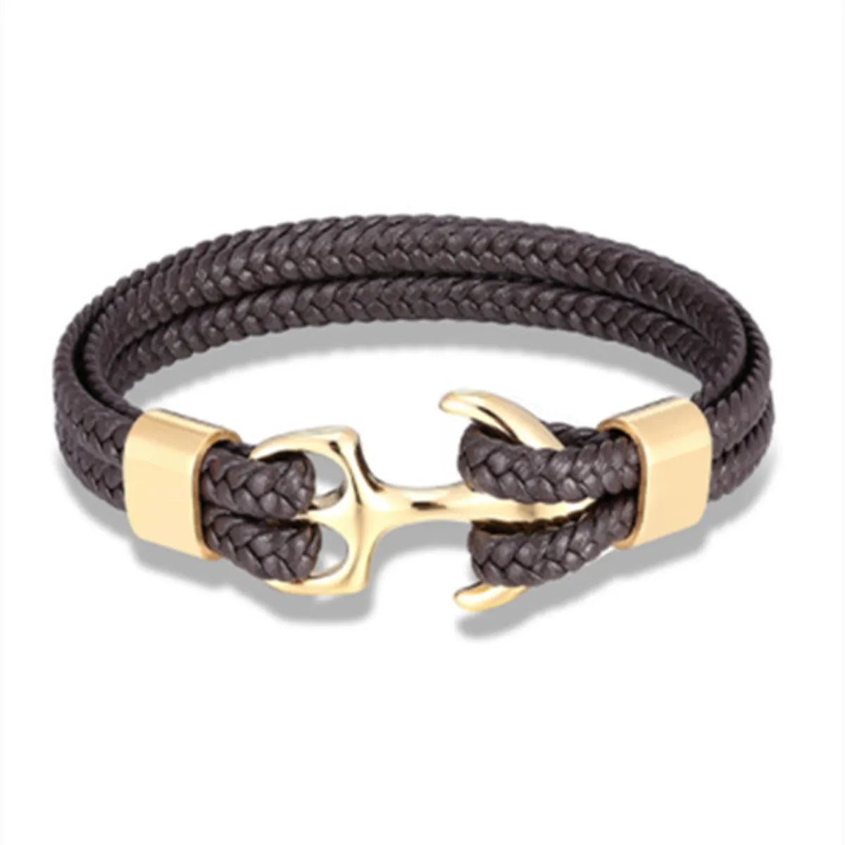 Fashion Anchor Stainless Steel Leather Braid Unisex Bracelets