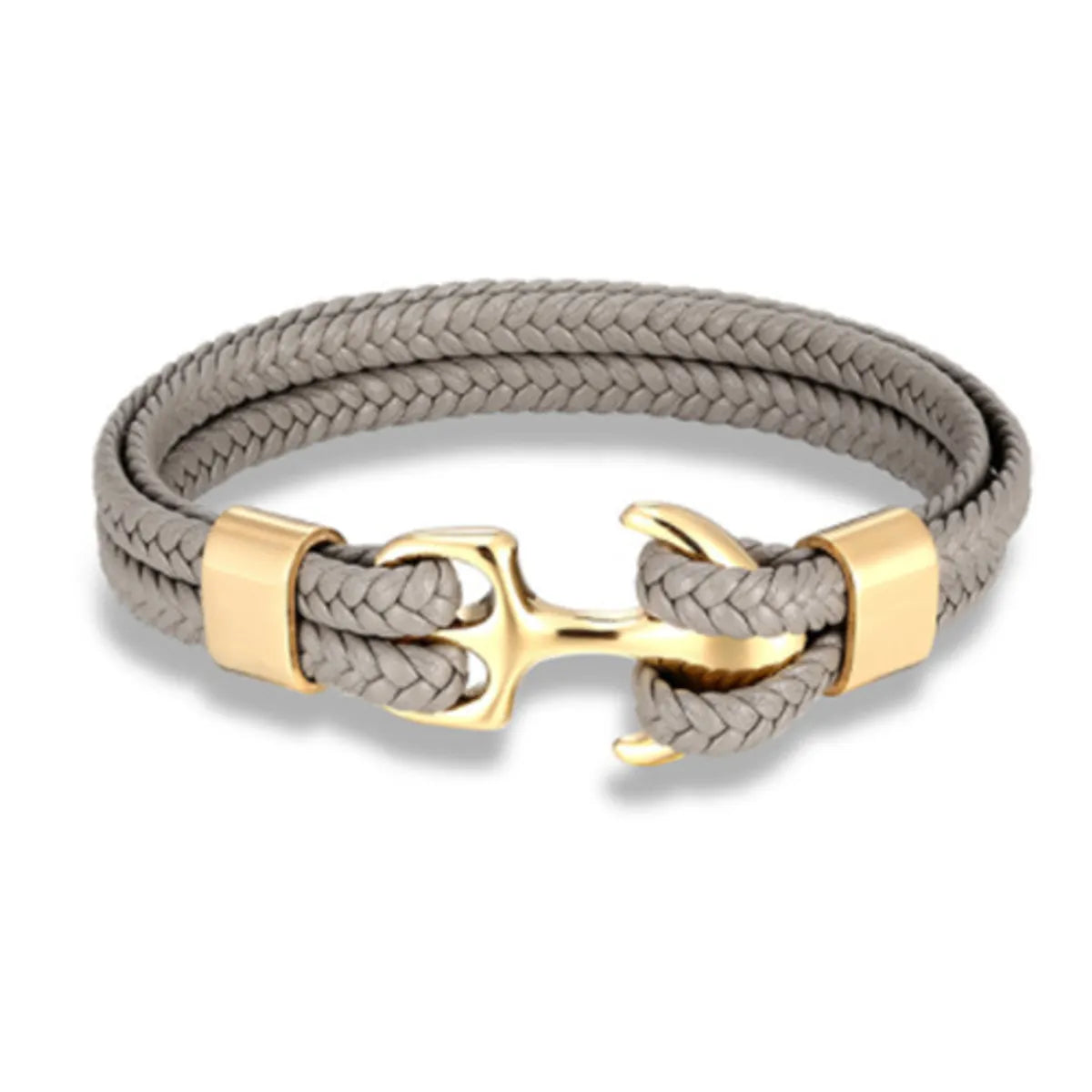 Fashion Anchor Stainless Steel Leather Braid Unisex Bracelets