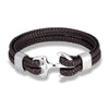 Fashion Anchor Stainless Steel Leather Braid Unisex Bracelets